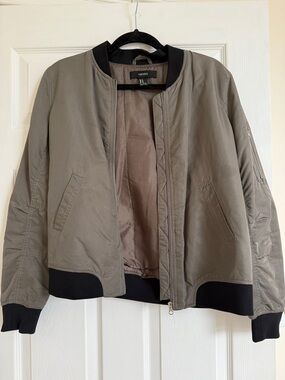 Forever 21 Olive Bomber Jacket with Black Trim